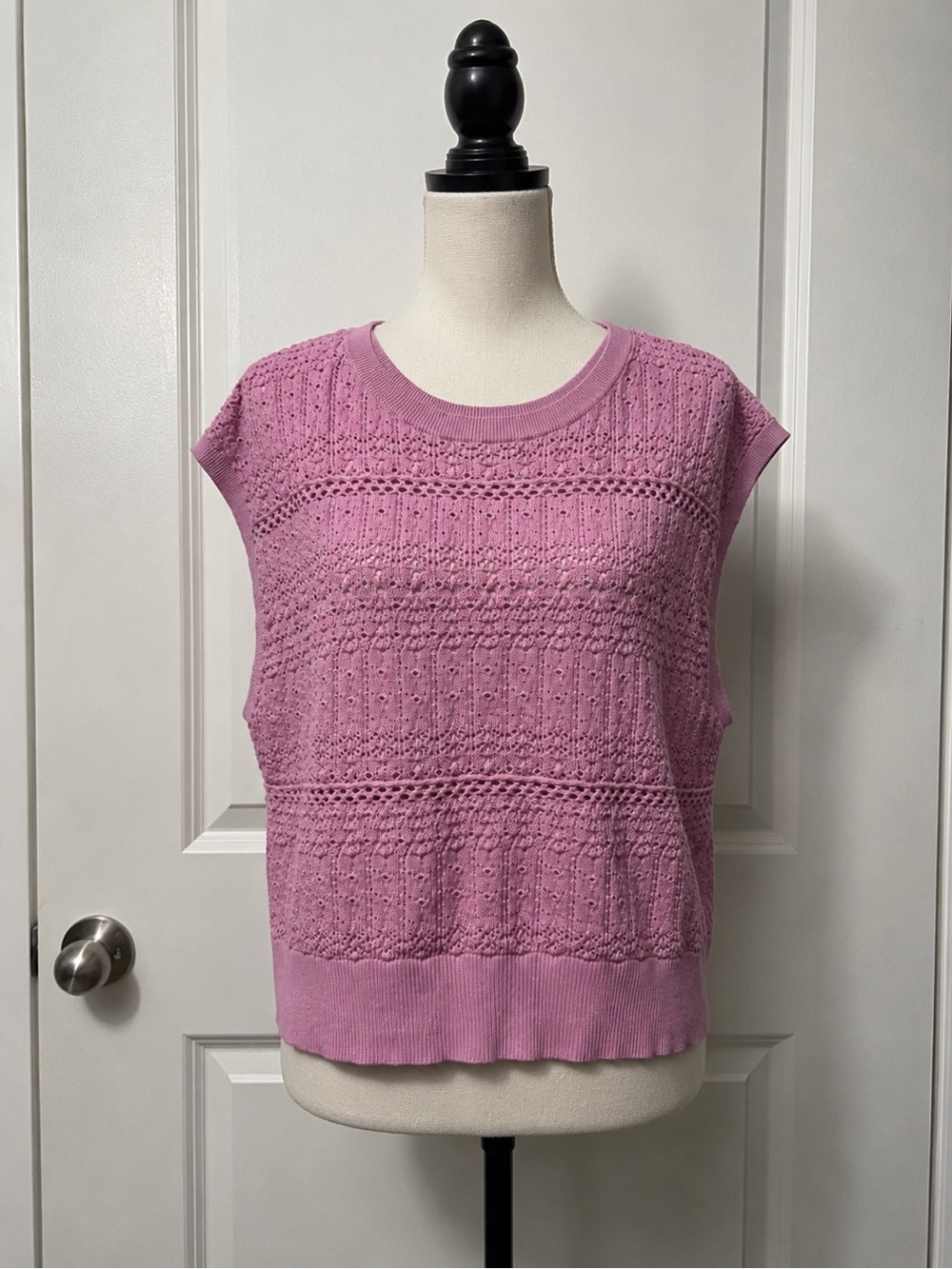Express Openwork Knit Tank Top - Pink